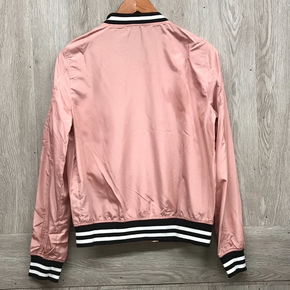 Dusty Mauve Striped Banded Bomber  HP 8/10 - Picture 2 of 8